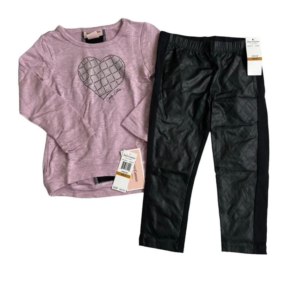 Juicy Couture matching Set Long Sleeve Blouse & Black color Legging  Size 3T new
